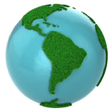 Globe of grass and water, South America part clipart