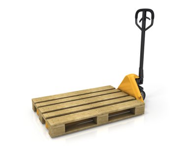 Pallet truck with empty pallet in perspective clipart