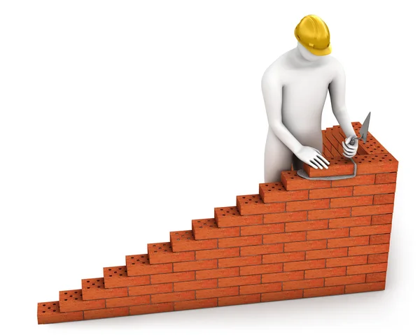 Construtor abstrato coloca um tijolo — Fotografia de Stock