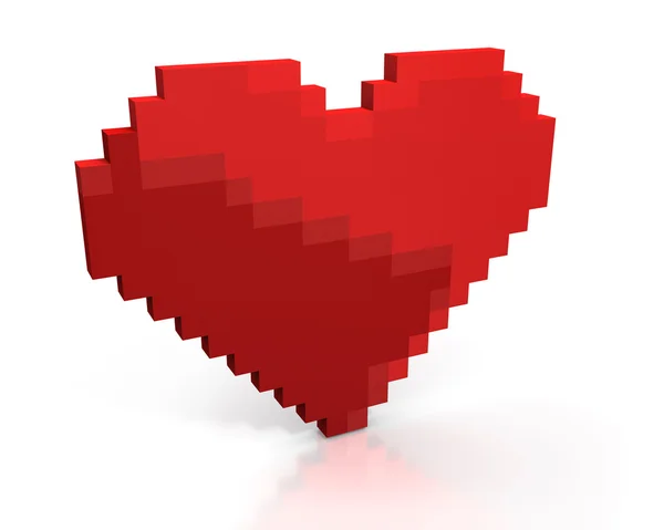Rött hjärta består av kubik pixlar — Stockfoto