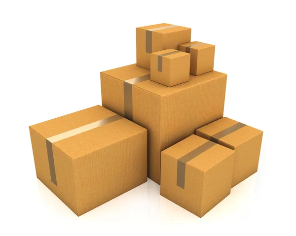 Stapel van verschillende grootte kartonnen doosjes — Stockfoto