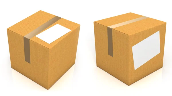 Carton box with blank paper for text — Stock Photo, Image