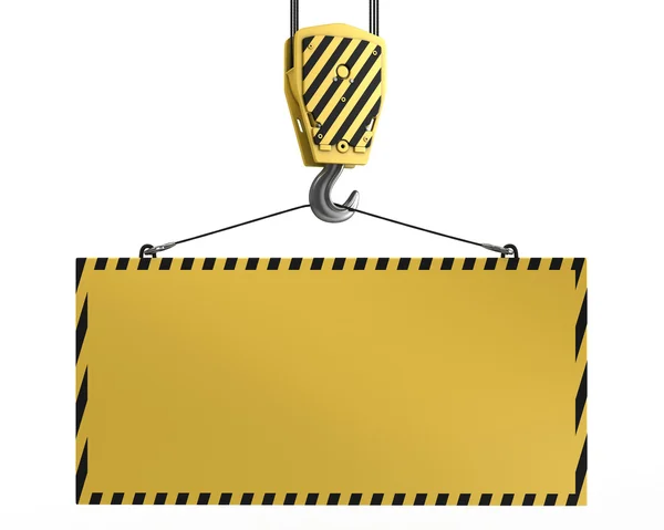 Grúa amarilla gancho elevación en blanco amarillo para fines de diseño —  Fotos de Stock