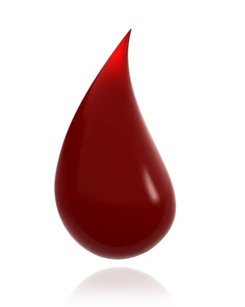 Glanzende druppel bloed geïsoleerd — Stockfoto