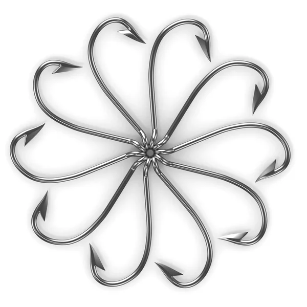 Abstract flower made from fishing hooks — Stock Photo, Image