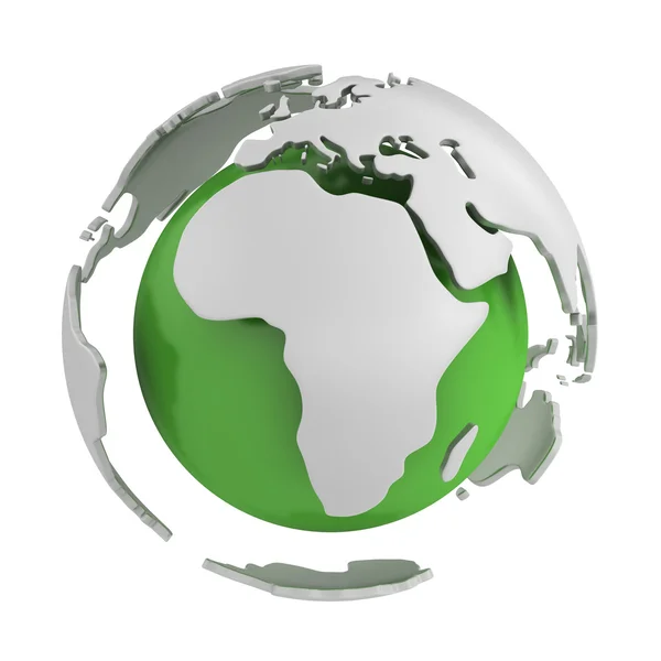 Abstraktní zelené globe, část Afriky — Stock fotografie