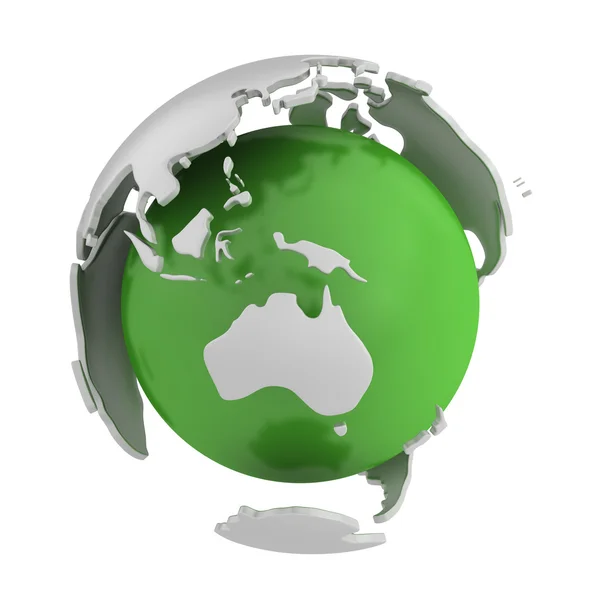 Abstrakter grüner Globus, australischer Teil — Stockfoto
