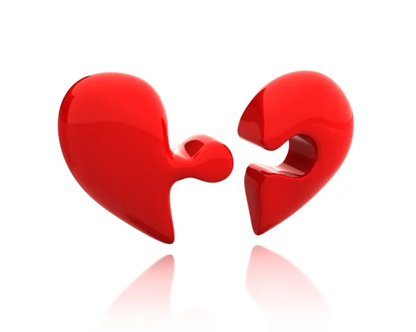 Hjärtat pussel från två delar fördelade — Stockfoto