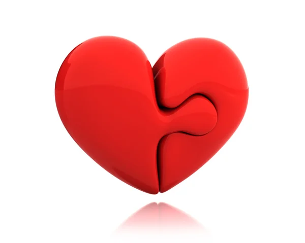 Hjärtat pussel från två delar kopplas ihop — Stockfoto