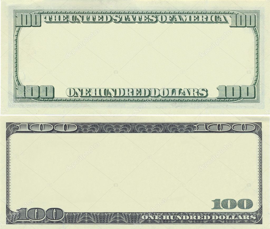 blank 100 dollar bill template