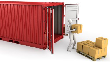 Worker unloads container clipart