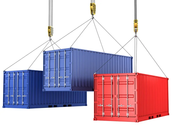 Se están levantando tres contenedores de carga —  Fotos de Stock