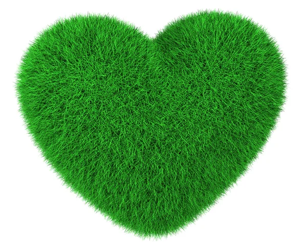 Hjärtat av grönt gräs isolerade — Stockfoto