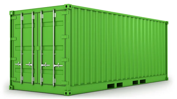 Зеленый грузовой контейнер — стоковое фото