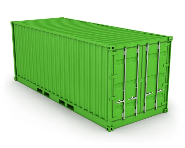 Groene vrachtcontainer geïsoleerd — Stockfoto