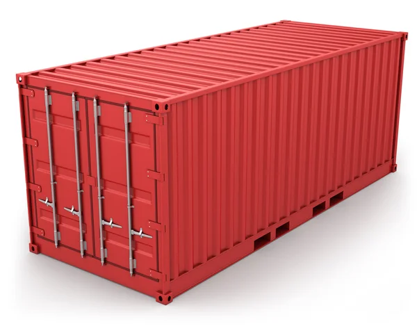 Röd fraktcontainer isolerade — Stockfoto