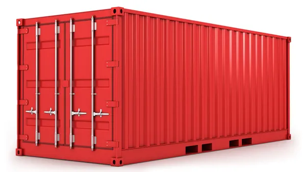 Červené nákladní kontejner samostatný — Stock fotografie