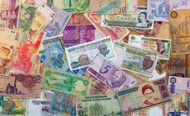 Banknotes from all over the world clipart