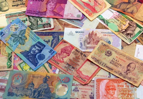 Bankjegyek Egész Ázsiából — Stock Fotó