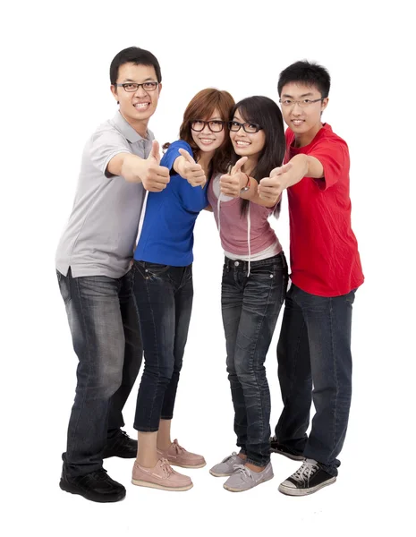 Quatro jovens estudantes felizes — Fotografia de Stock