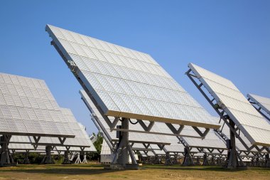 Solar cell panel under blue sky clipart