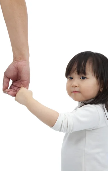 Little Girl Holding Hand Father Looking Back — Stock Photo, Image