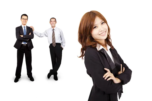 微笑和自信的亚洲业务的女人和成功业务团队 — 图库照片