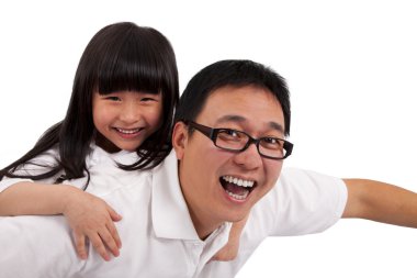 Daughter on father's shoulders having fun clipart