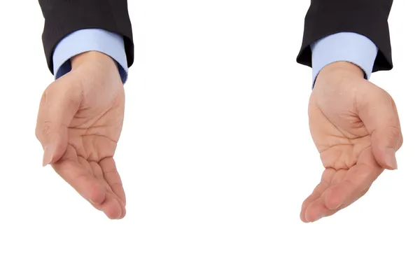 Businessman Hand Holding Something Isolated White Background — Stock Photo, Image