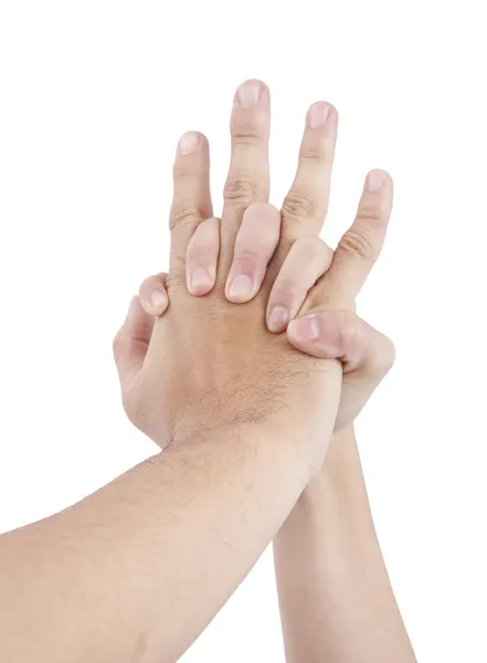 Segurando Mãos Amor Couple Isolated Com Fundo Branco — Fotografia de Stock