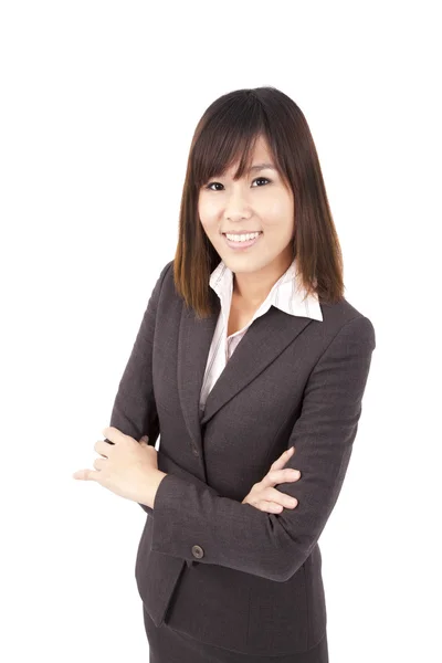 Intelligente Aziatische zakelijke woman.isolated met witte achtergrond. — Stockfoto