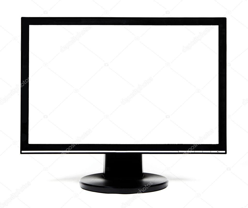Lcd tv or computer monitor isolated on white background