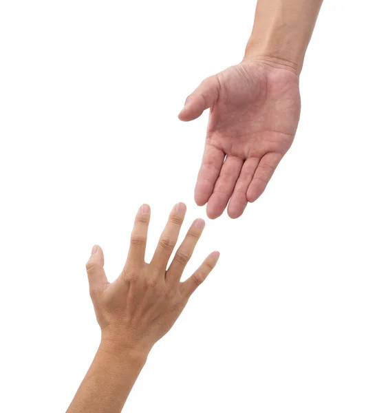 Segítő kezek elszigetelt fehér background — Stock Fotó