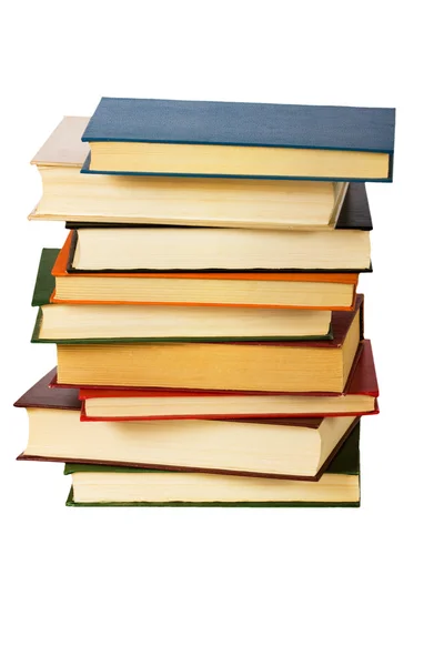 Mucchio di libri isolati su sfondo bianco — Foto Stock