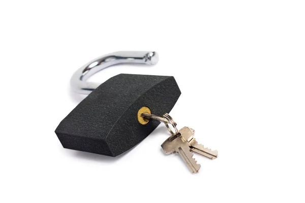 Bloqueio com chave isolada — Fotografia de Stock