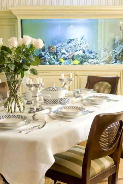Served table in a dinning room — Stock Photo, Image