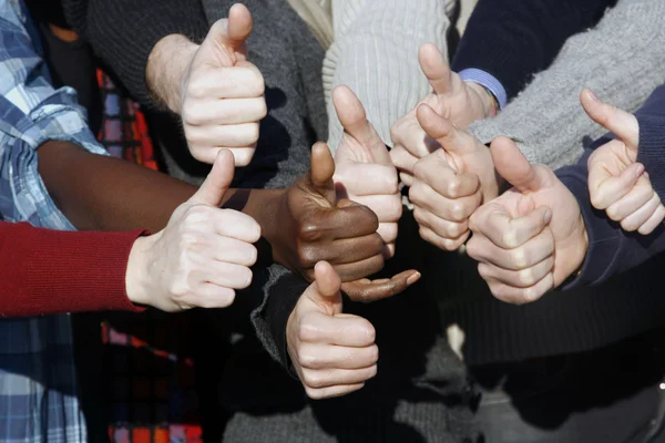 Multiracial thumbs up — Stock Photo, Image