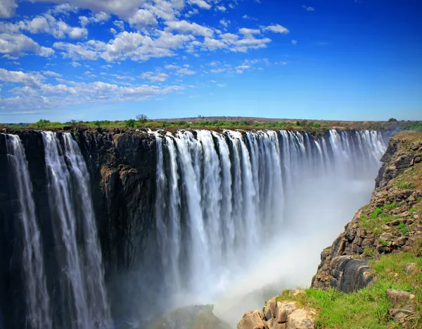 Potentes Cataratas Victoria Desde Lado Zimbabue — Foto de Stock