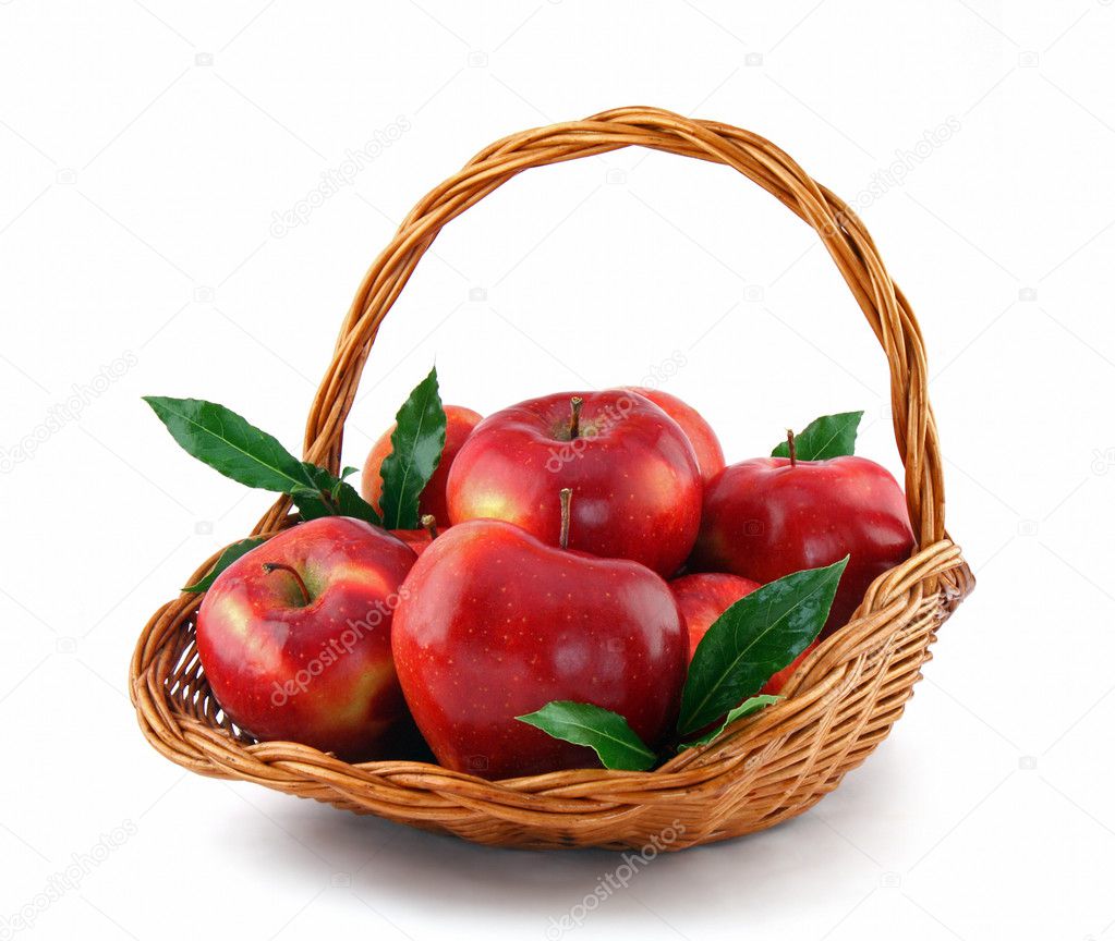 Red apples in basket