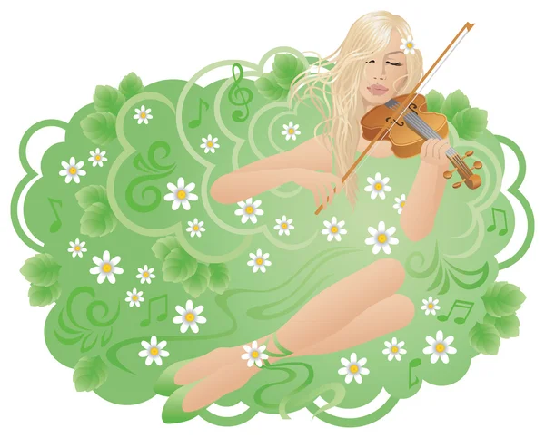 Woman with violin — Stock Vector