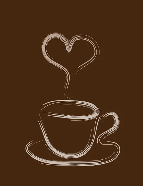 Tasse Kaffee Auf Dunkelbraunem Hintergrund — Stockvektor