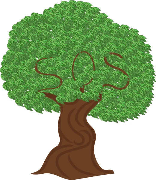 Árvore Verde Vento Que Pede Defesa Ajuda —  Vetores de Stock
