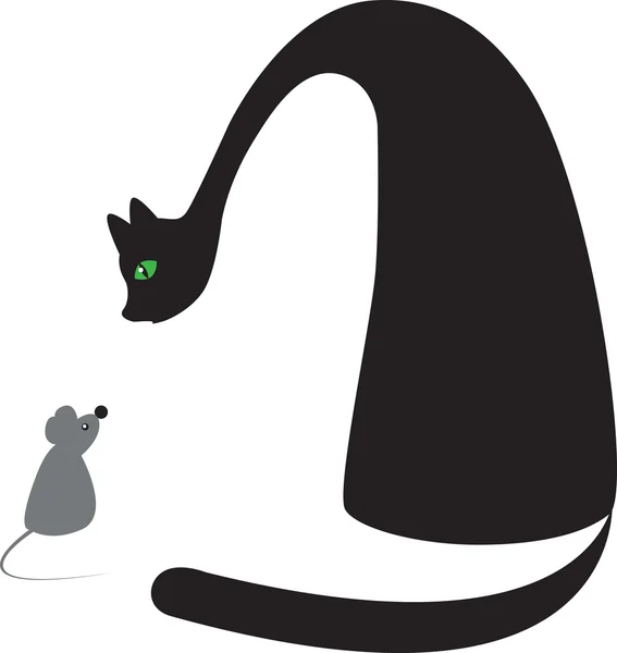 Gato y ratón — Vector de stock