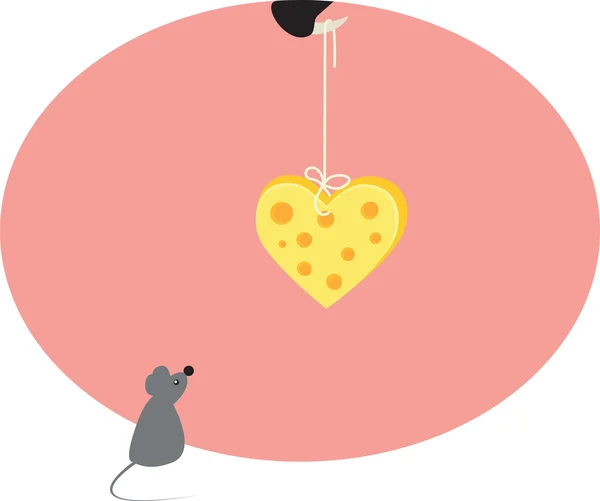 Кот Заманивает Мышь Седцема Сыра — стоковый вектор