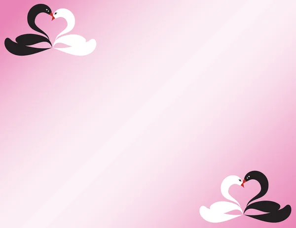 白鳥は黒と白とピンクの背景 — ストックベクタ