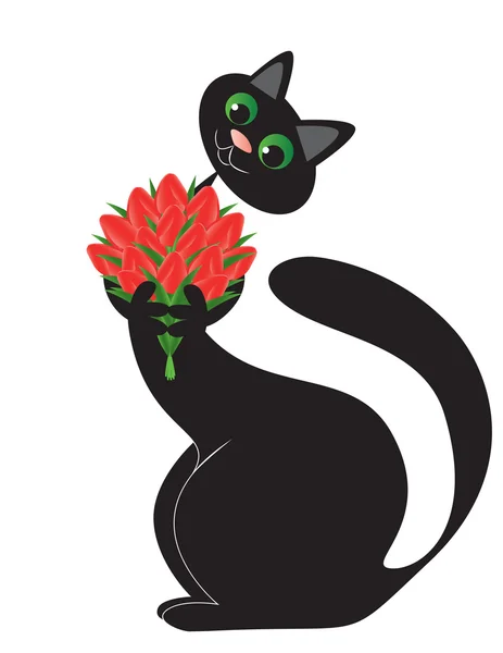 Verliebte schwarze Katze — Stockvektor