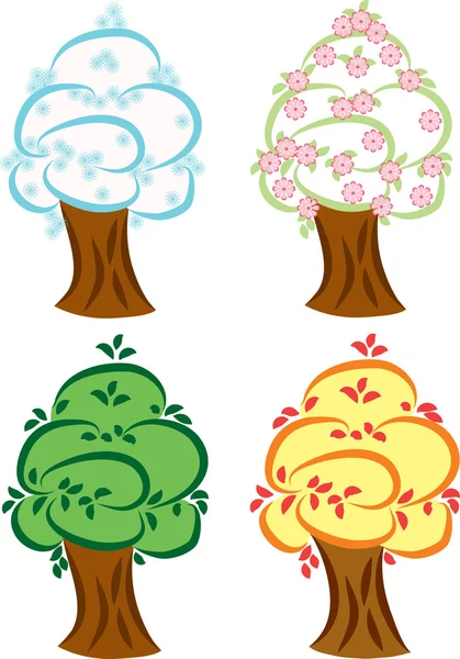 Set Trees Four Times Year — Stock Vector