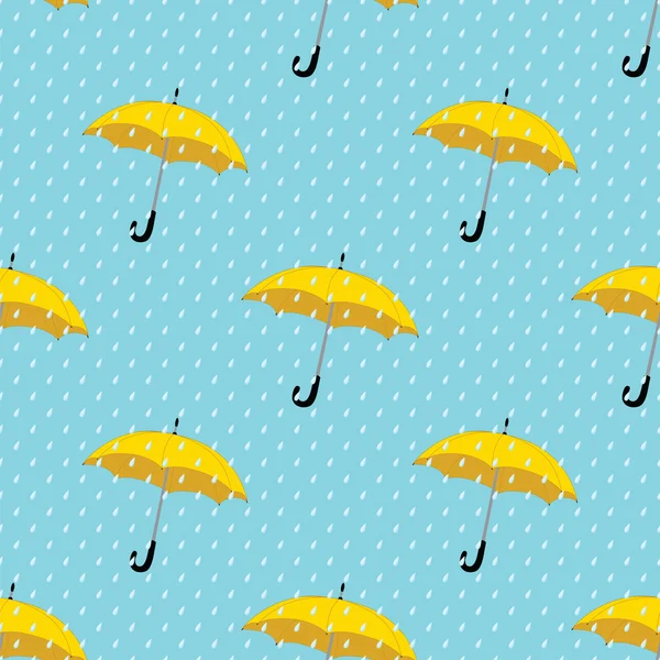 Seamless Background Drops Raining Umbrellas — Stock Vector