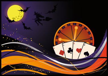 Casino halloween card, vector clipart