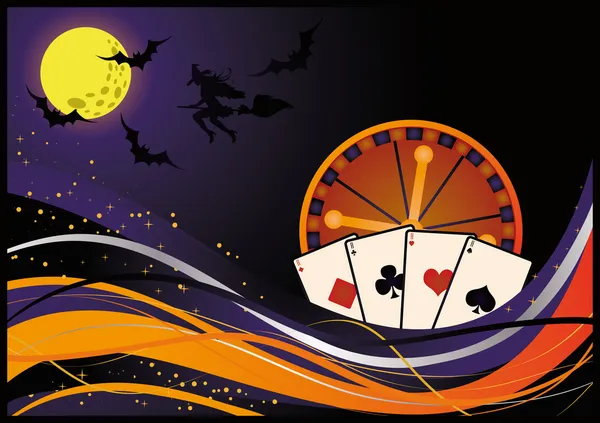 Casino van halloween card, vector — Stockvector
